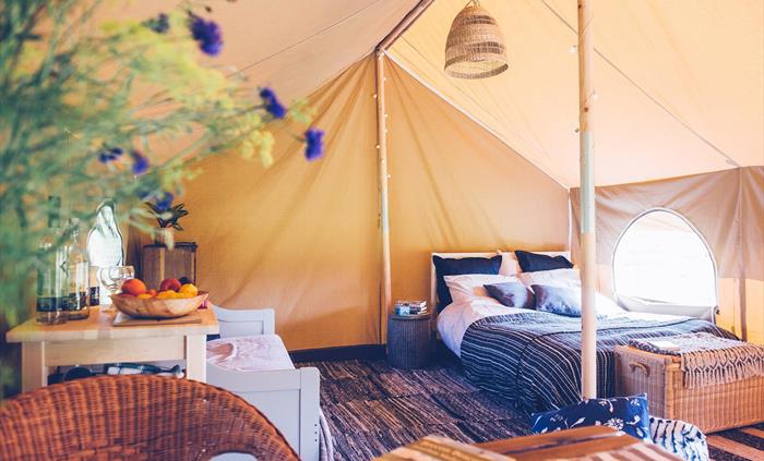 Tent interior at Nantseren glamping